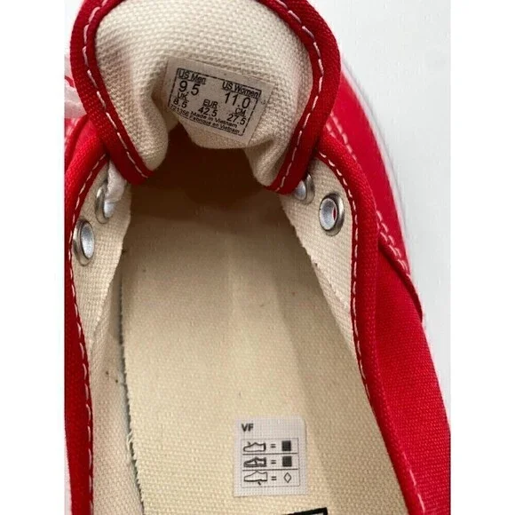 Vans Authentic RED Unisex Shoes Women Size 11 (Men Size 9.5) - Picture 7 of 8